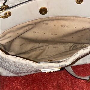 Guess Ivory Woven Shoulder Bag